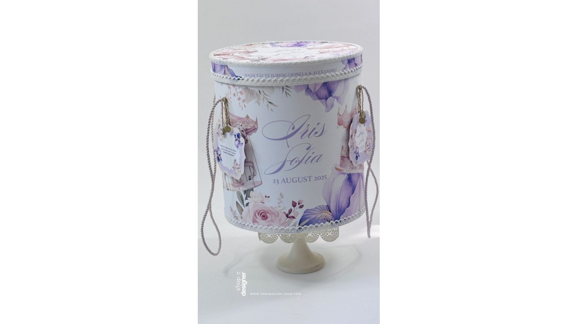 Trusou botez cu carusel și flori de iris în lila și roz prăfuit – „Caruselul Magic” 12